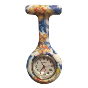 Horloge blauwgeel bloemenprintje