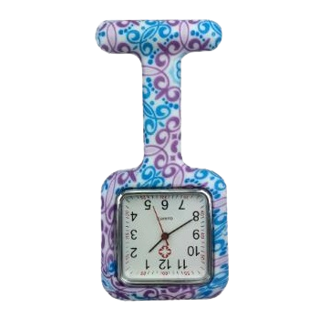 Horloge paarsblauw printje (vierkant)