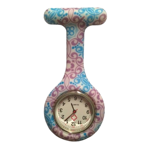 Horloge paarsblauw printje