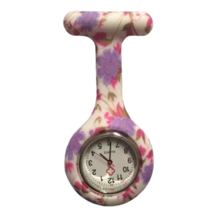 Horloge paarsroze bloemenprintje