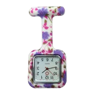 Horloge paarsroze bloemenprintje (vierkant)