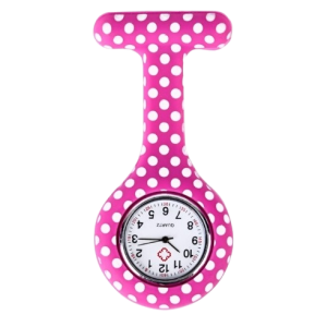 Horloge roze met witte stippen