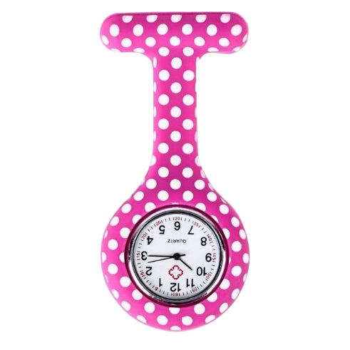 Horloge roze met witte stippen