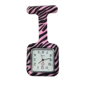 Horloge zebra roze (vierkant)