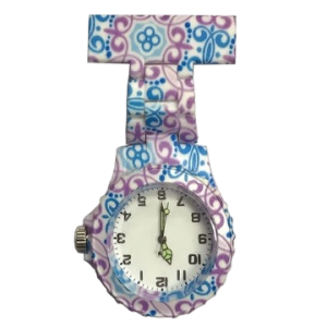 Zusterhorloge PVC paarsblauw printje