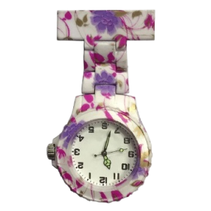 Zusterhorloge PVC paarsroze printje